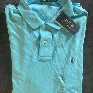 New with tag baby blue ralph lauren polo collared shirt